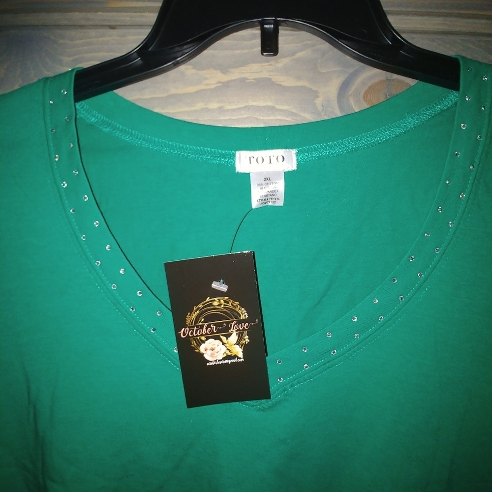 Dressy Green Long-sleeve Top - Picture 3 of 3